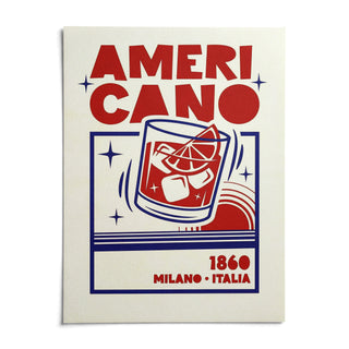 Americano Cocktail Poster, shown as an unframed paper print on a plain white background