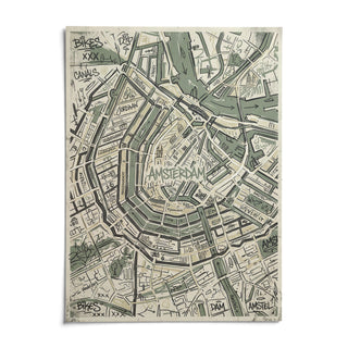 Amsterdam Map Art Print, shown as an unframed paper print on a plain white background