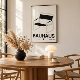 Armchair Print, framed on the wall of a warm in a dining room