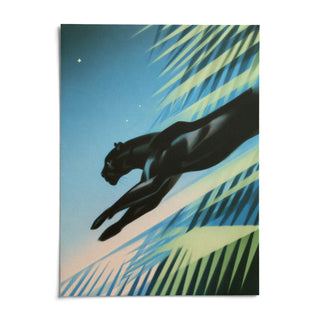 Art Deco Black Panther Print, shown as an unframed paper print on a plain white background