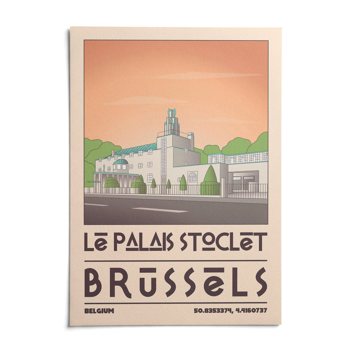 Art Deco Brussels Print, shown as an unframed paper print on a plain white background