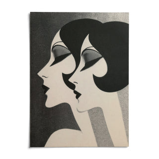 Art Deco Female Profiles Print, shown as an unframed paper print on a plain white background