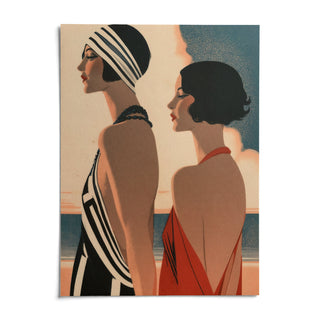 Art Deco Riviera Fashion Print, shown as an unframed paper print on a plain white background