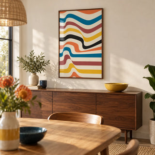 Art Work for Wall, framed on the wall of a dining room with a warm white wall