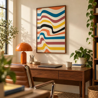 Art Work for Wall, framed on the wall of a home office with a cream wall