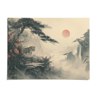Asian Landscape Print, shown as an unframed paper print on a plain white background