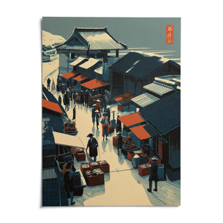 Asian Market Wall Art, shown as an unframed paper print on a plain white background