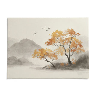 Autumn Tree Art Print, shown as an unframed paper print on a plain white background