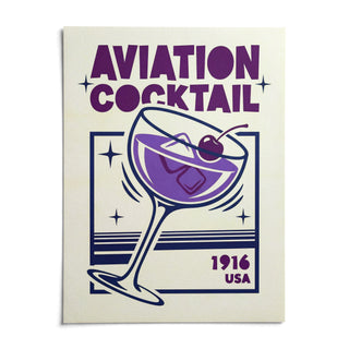 Aviation Cocktail Print, shown as an unframed paper print on a plain white background