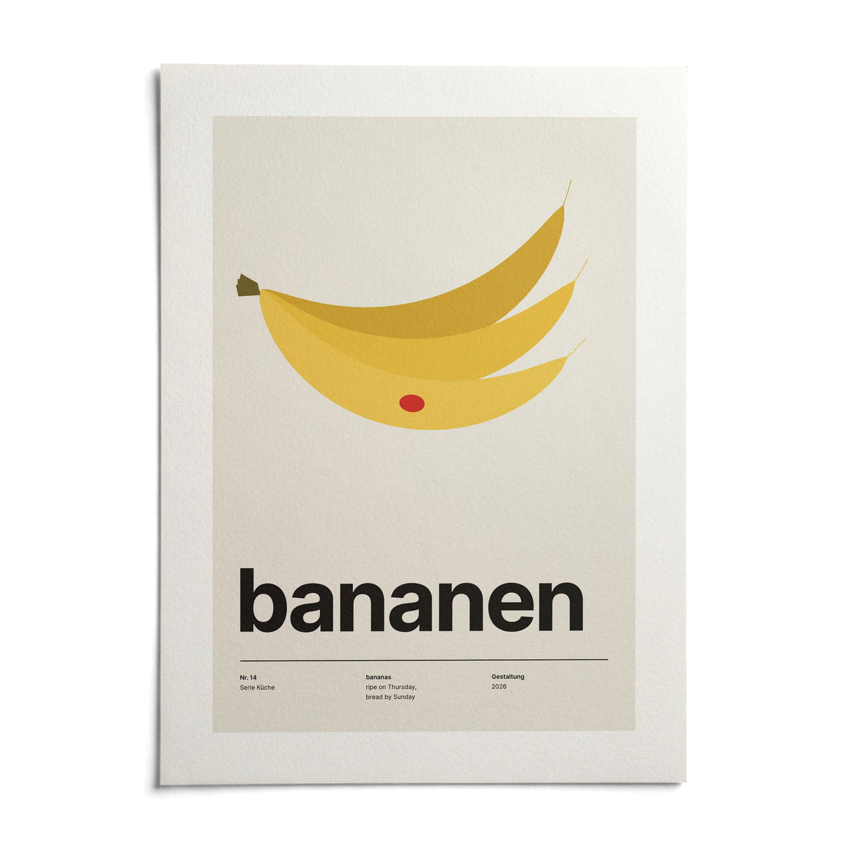 Bananas Wall Art, shown as an unframed paper print on a plain white background