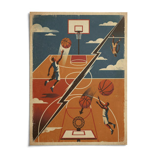 Basketball Art Print, shown as an unframed paper print on a plain white background