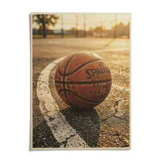 Basketball Court Wall Art, shown as an unframed paper print on a plain white background
