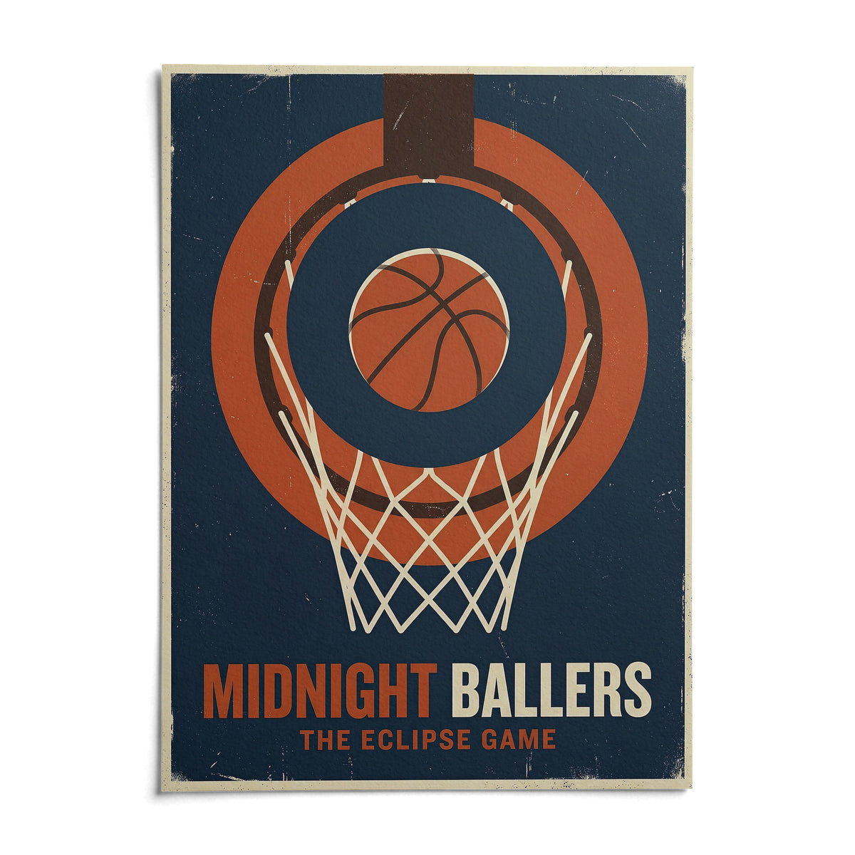Basketball Game Wall Art, shown as an unframed paper print on a plain white background