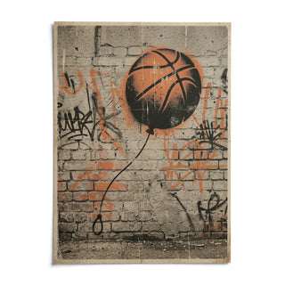 Basketball Graffiti Art, shown as an unframed paper print on a plain white background