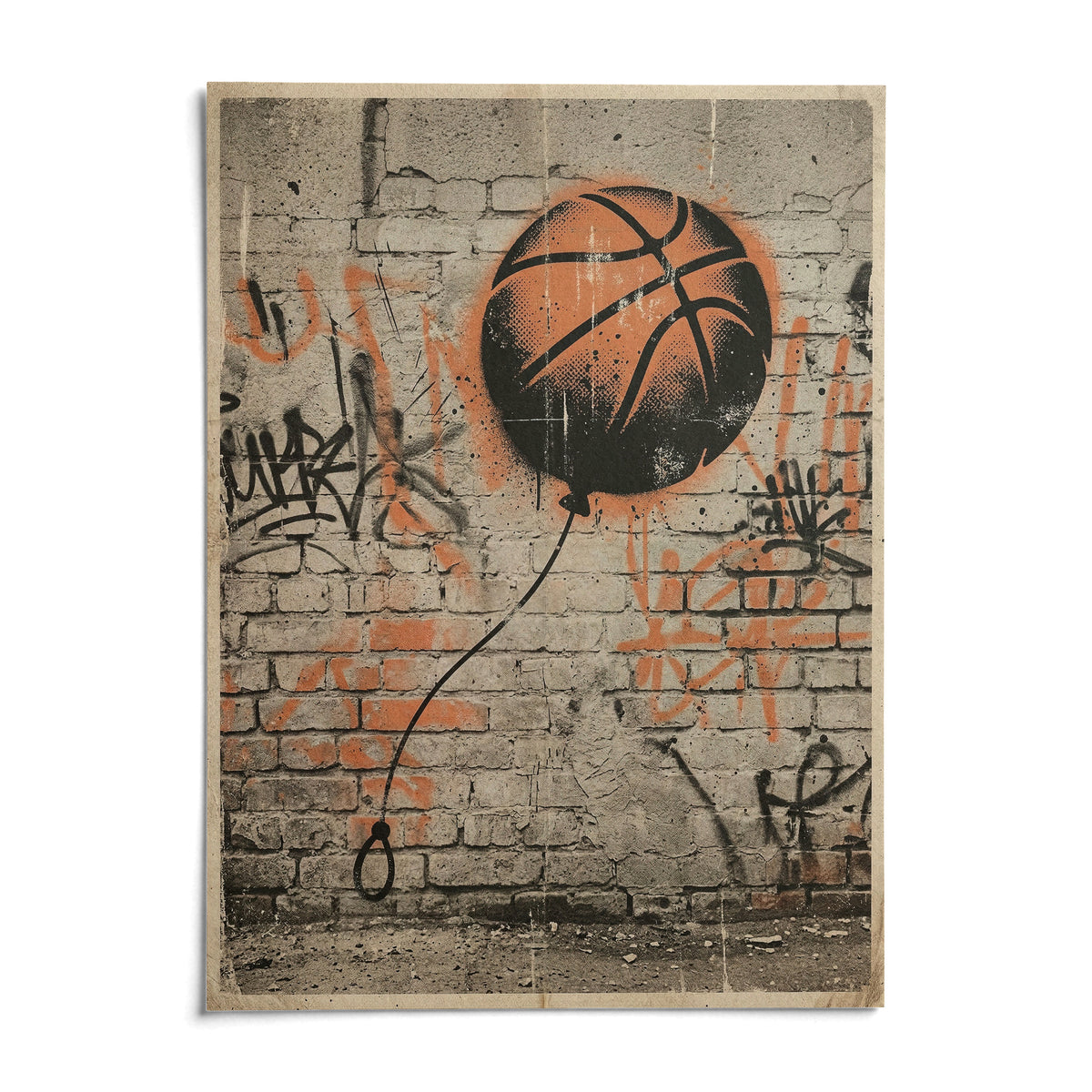Basketball Graffiti Art, shown as an unframed paper print on a plain white background