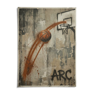 Basketball Graffiti Wall Art, shown as an unframed paper print on a plain white background