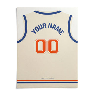 Basketball Jersey Poster in Cream with Orange Number, shown as an unframed paper print on a plain white background