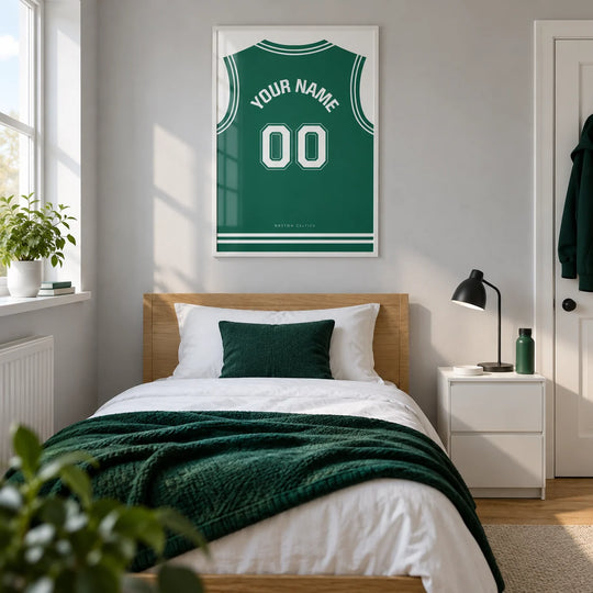 Custom Basketball Jersey – Green with White Number