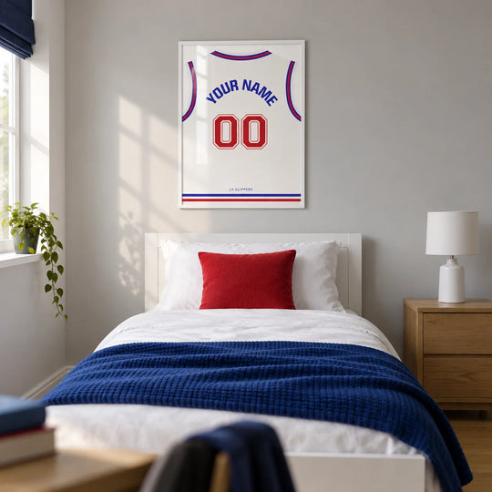 Custom Basketball Jersey – Plain White with Red Number