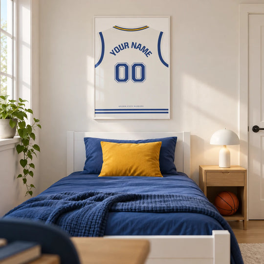 Custom Basketball Jersey – White with Blue Number