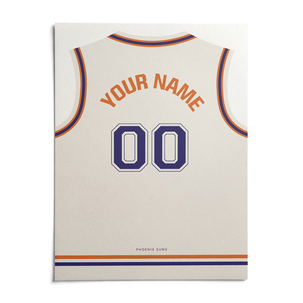 Basketball Jersey Poster in White with Purple Number, shown as an unframed paper print on a plain white background