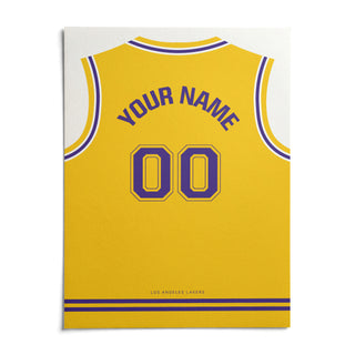 Basketball Jersey Poster in Yellow with Purple Number, shown as an unframed paper print on a plain white background