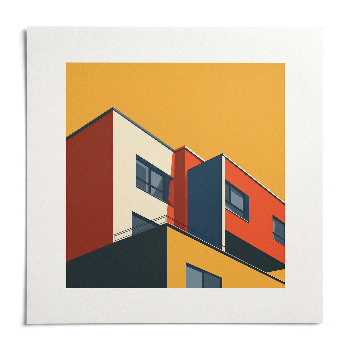 Bauhaus Architecture Print, shown as an unframed paper print on a plain white background