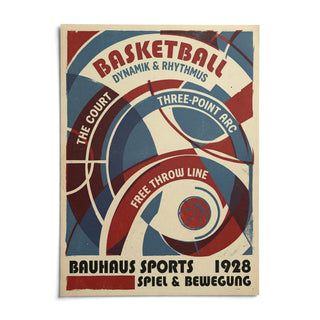 Bauhaus Basketball Art Print, shown as an unframed paper print on a plain white background