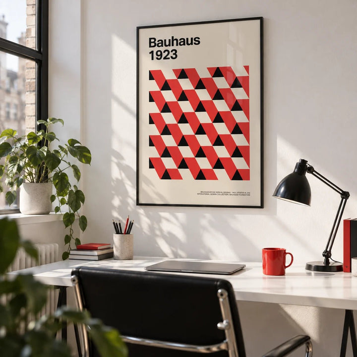 Bauhaus Pictures, framed on the wall of a design studio in a city flat in a home office