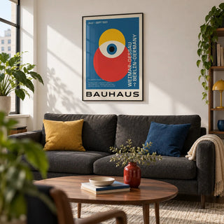 Bauhaus Poster Art, framed on the wall of a modern city flat living room