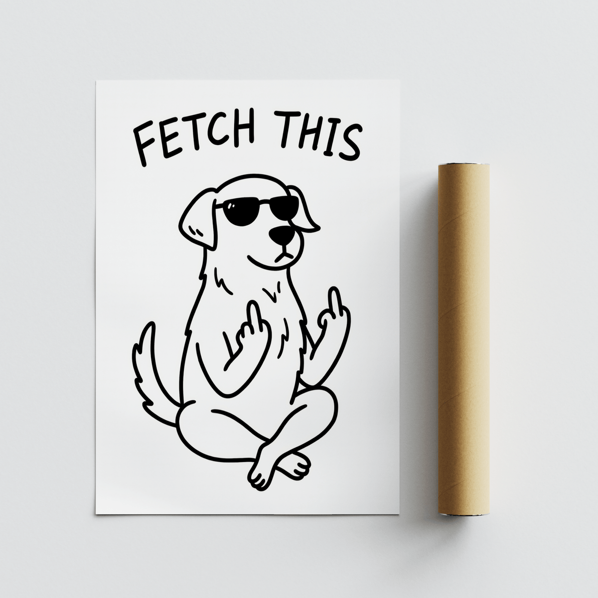 Cheeky art print, Funny Dog Poster in Black and White for entryway