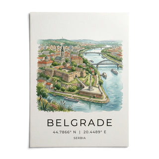 Belgrade City Art Print, shown as an unframed paper print on a plain white background