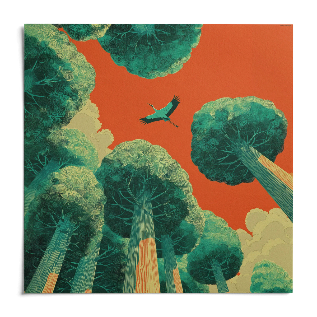Bird In Flight Wall Art, shown as an unframed paper print on a plain white background