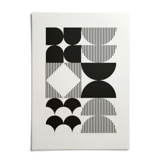 Black and White Geometric Wall Art, shown as an unframed paper print on a plain white background