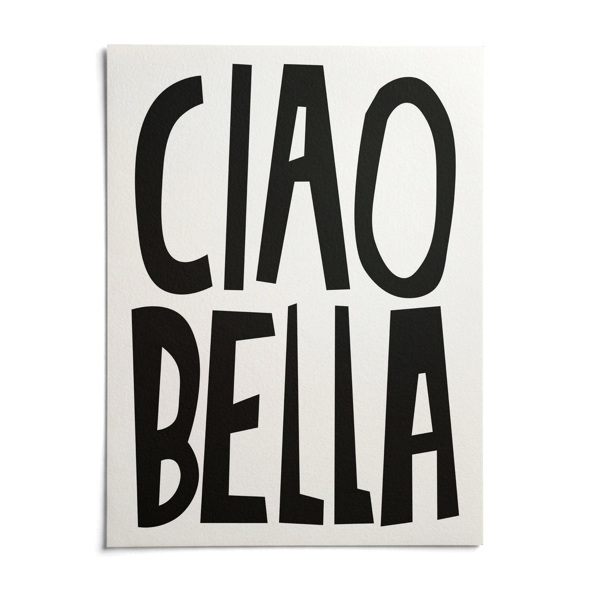 Black and White Typography Poster, shown as an unframed paper print on a plain white background