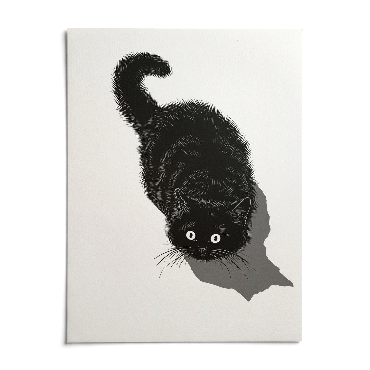 Black Cat Print, shown as an unframed paper print on a plain white background
