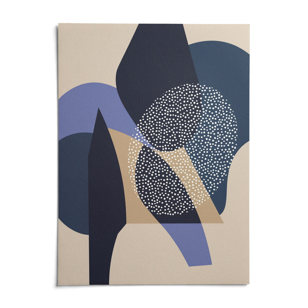 Blue Abstract Print, shown as an unframed paper print on a plain white background