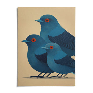Blue Bird Art Print, shown as an unframed paper print on a plain white background