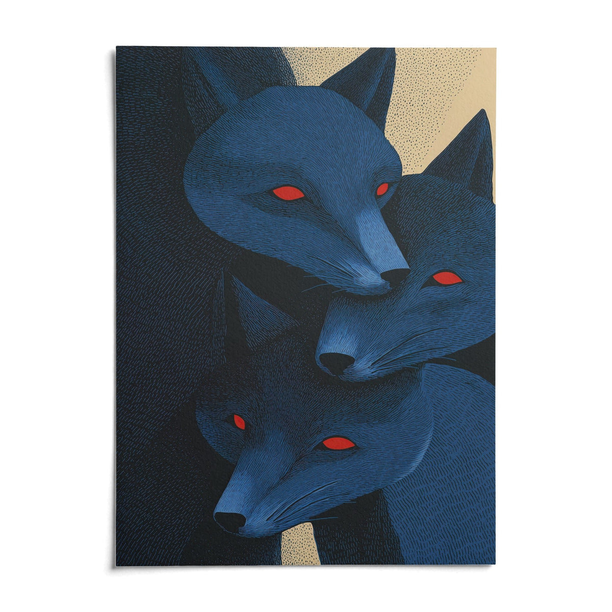 Blue Fox Prints, shown as an unframed paper print on a plain white background