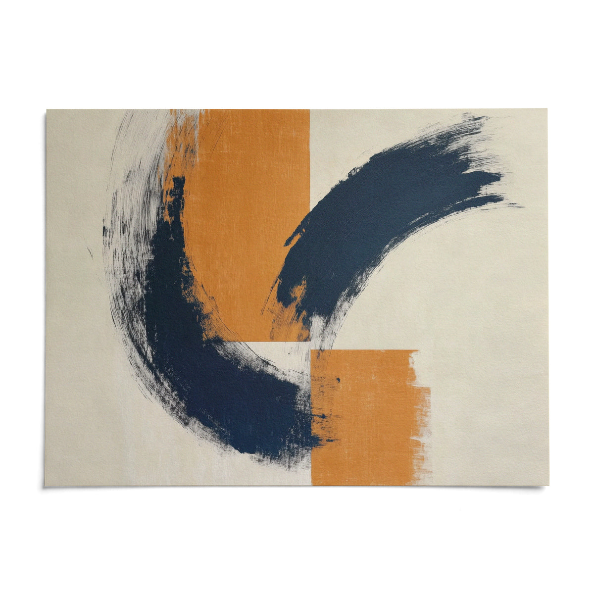 Blue orange wall poster, shown as an unframed paper print on a plain white background