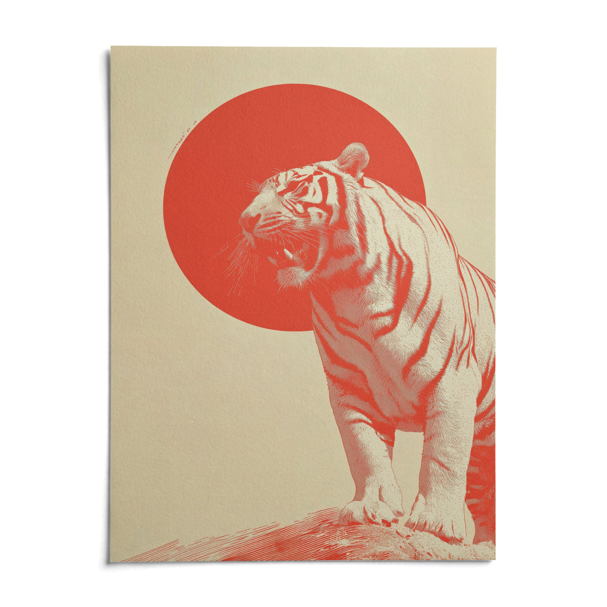 Bold Tiger Wall Art, shown as an unframed paper print on a plain white background