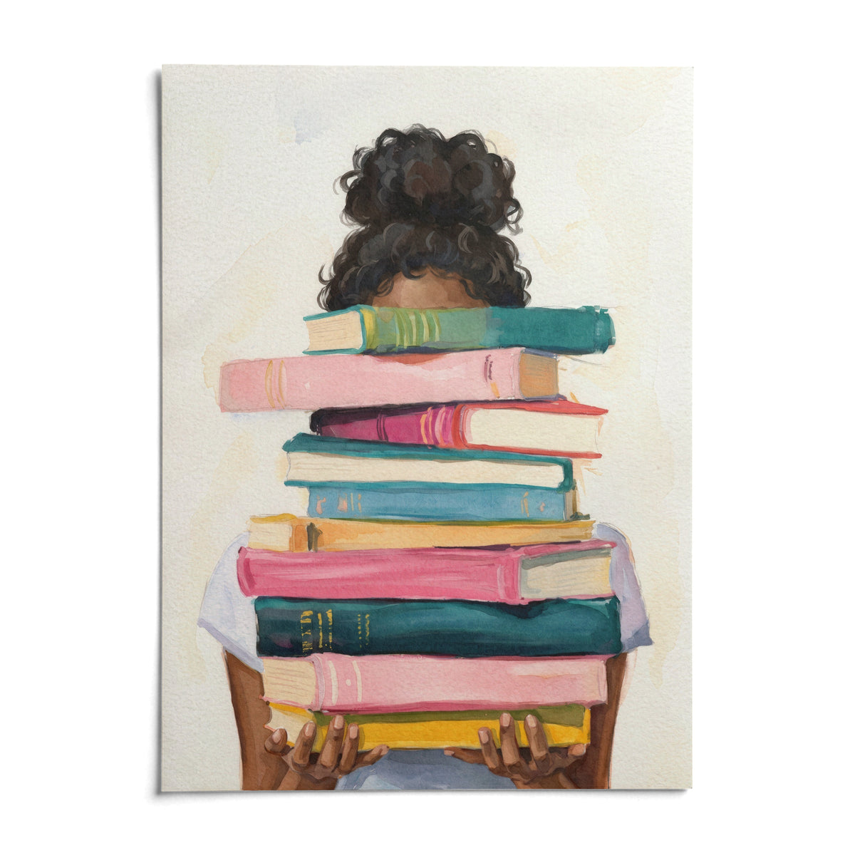 Book Lover Art Print, shown as an unframed paper print on a plain white background