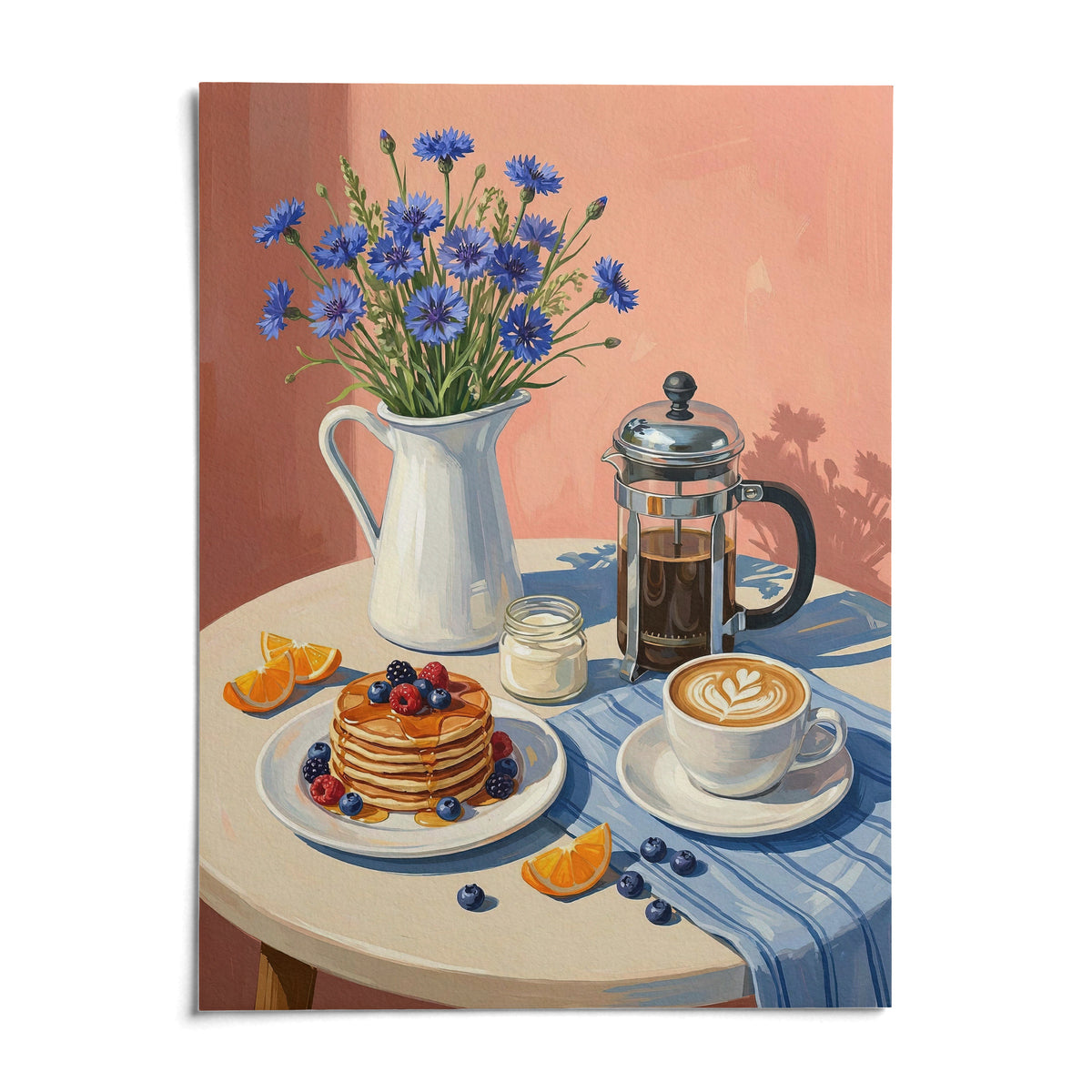 Breakfast Art Print, shown as an unframed paper print on a plain white background