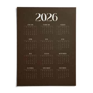 Brown Calendar Print, shown as an unframed paper print on a plain white background