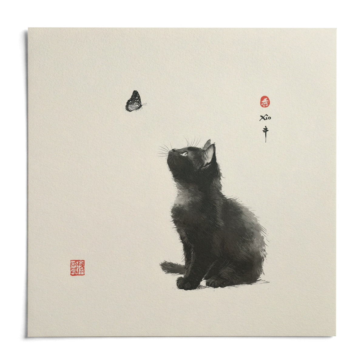 Butterfly Cat Poster, shown as an unframed paper print on a plain white background