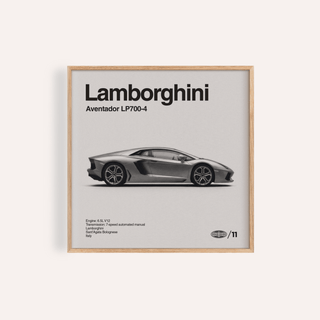 Modern Supercar Wall Art showing side view of a grey and black supercar for office decor