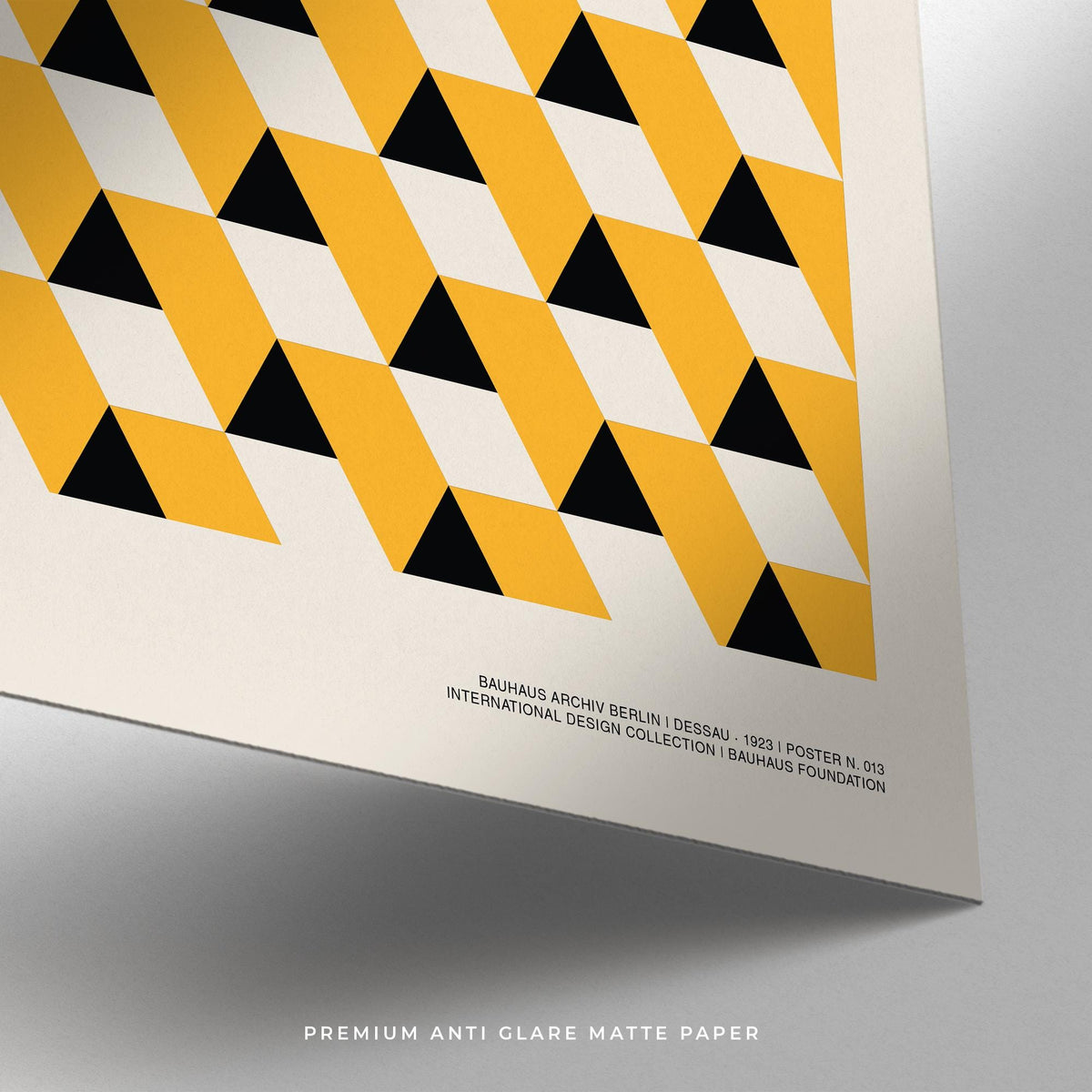 Close-up of triangle pattern in Bauhaus Poster 1923 with bold modernist structure.