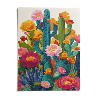 Cactus Flower Art, shown as an unframed paper print on a plain white background