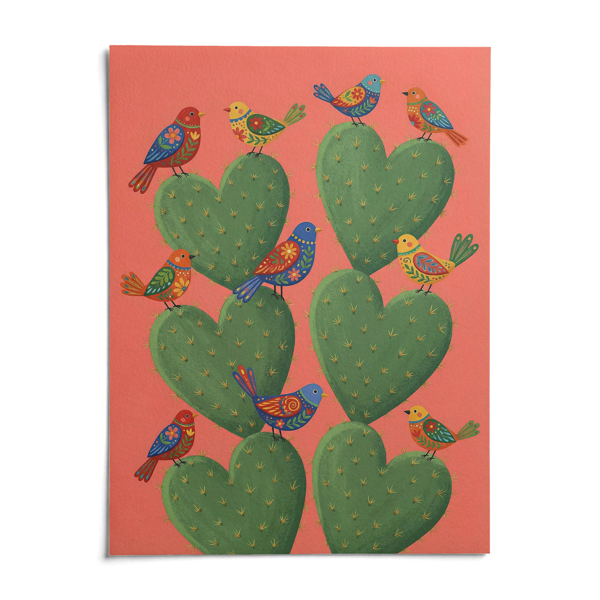 Cactus Heart Poster, shown as an unframed paper print on a plain white background