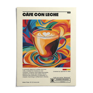 Cafe Con Leche Art, shown as an unframed paper print on a plain white background